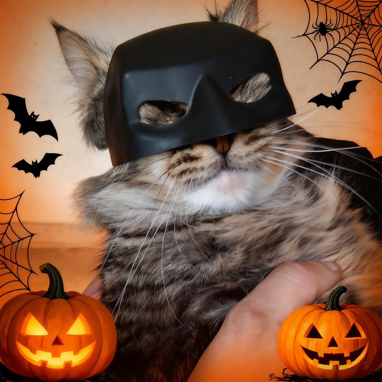Cat Bat Mask, Funny Cat Helmet & Cat Hat Cosplay Costume, Adjustable Pet Mask for Halloween, Party, Photo Props, Lightweight Comfortable Cat Costume Accessories for Cats & Small Pets(Black