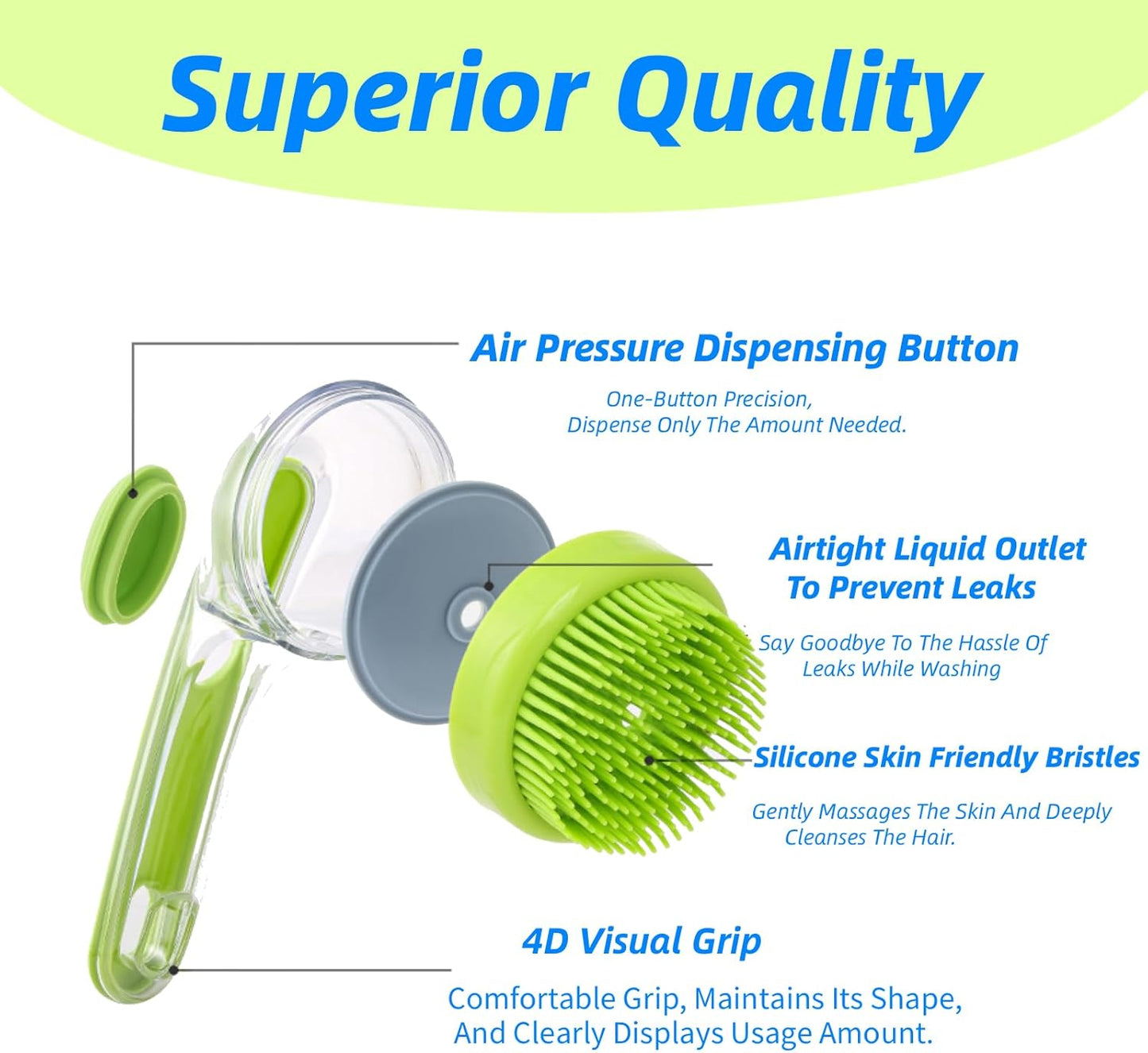 Dog Bath Brush, 2 in 1 Pet Grooming Bath Massage Brush with Soap and Shampoo Dispenser Soft Silicone Bristle Dog Scrubber for Long Short Haired Dogs Cats Shower-Yellow