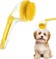 Dog Bath Brush, 2 in 1 Pet Grooming Bath Massage Brush with Soap and Shampoo Dispenser Soft Silicone Bristle Dog Scrubber for Long Short Haired Dogs Cats Shower-Yellow - imagen 8