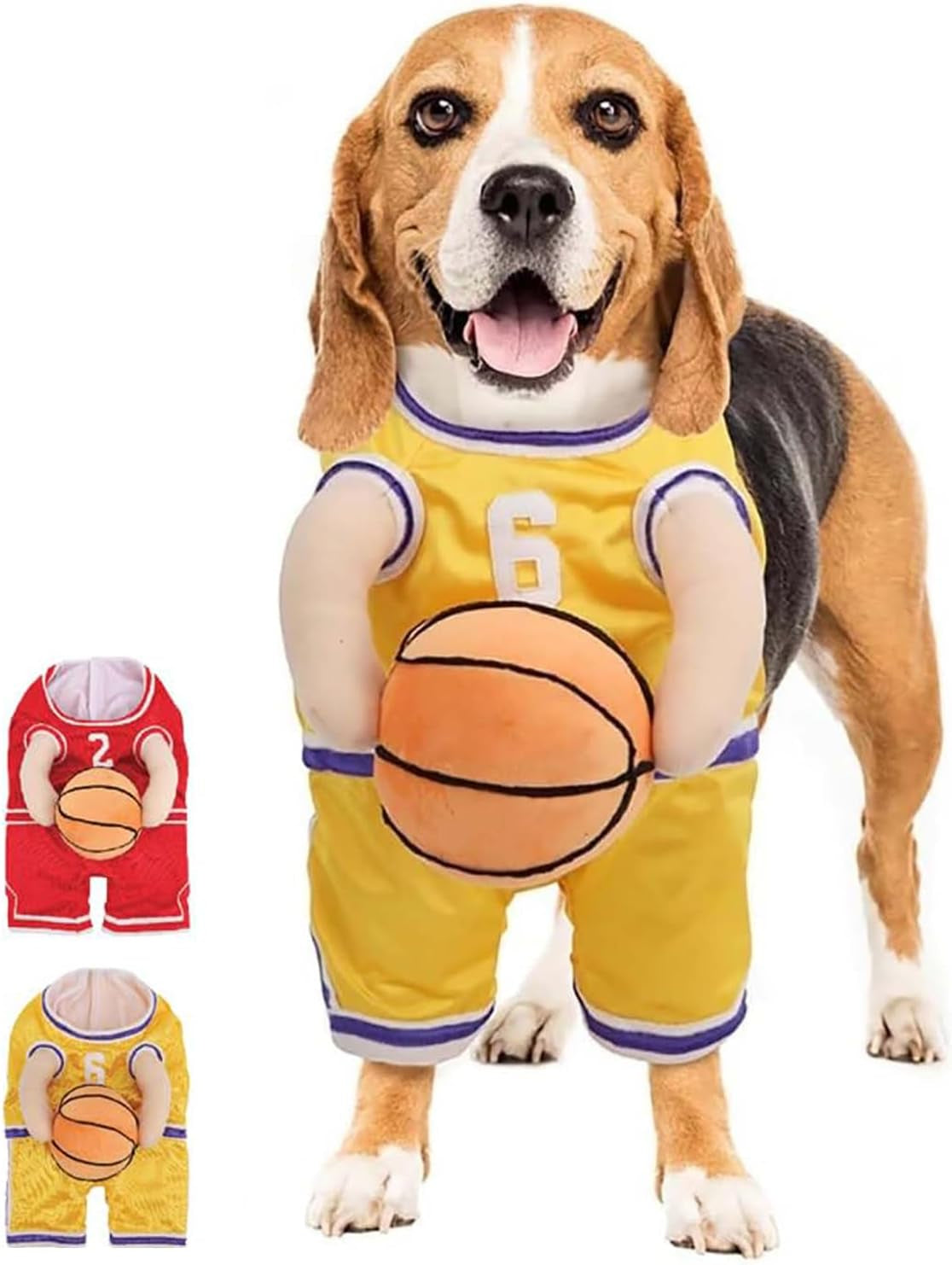 2025 New Dog Halloween Costumes, Dog Basketball Costume with Ball, Halloween Costumes with Basketball, Costume for Small Medium Large Dogs (1*Yellow, Small)