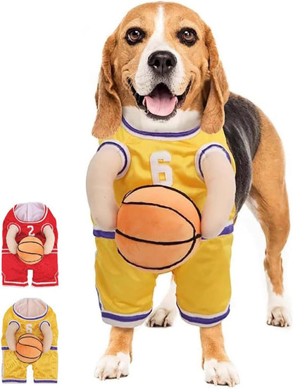 2025 New Dog Halloween Costumes, Dog Basketball Costume with Ball, Halloween Costumes with Basketball, Costume for Small Medium Large Dogs (1*Yellow, Small)