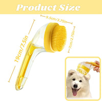 Dog Bath Brush, 2 in 1 Pet Grooming Bath Massage Brush with Soap and Shampoo Dispenser Soft Silicone Bristle Dog Scrubber for Long Short Haired Dogs Cats Shower-Yellow - imagen 2