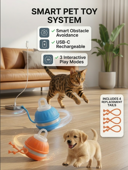Interactive Rolling Ball Toy for Cats & Dogs —  Auto-Moving, USB Rechargeable, 3 Play Modes