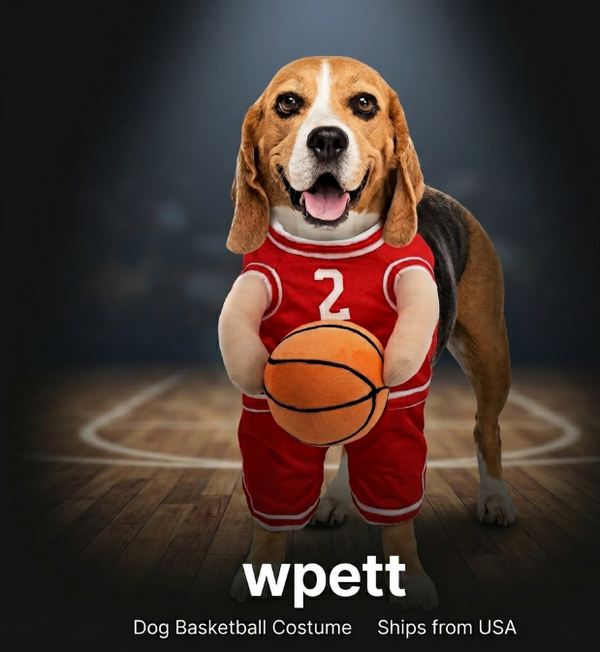 2025 New Dog Halloween Costumes, Dog Basketball Costume with Ball, Halloween Costumes with Basketball, Costume for Small Medium Large Dogs (1*RED, Small)