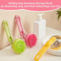 Dog Bath Brush, 2 in 1 Pet Grooming Bath Massage Brush with Soap and Shampoo Dispenser Soft Silicone Bristle Dog Scrubber for Long Short Haired Dogs Cats Shower-Yellow - imagen 7